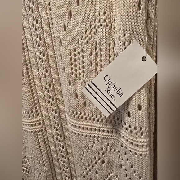 NWT Ophelia Roe Elegant Crochet Dress Beige Sleeveless Knit Maxi Dress Size S - Picture 11 of 13